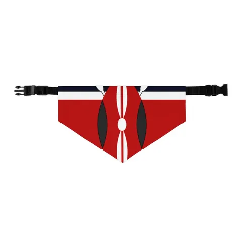 Kenya Black Red Green Stripes Pet Bandana Collar — other view