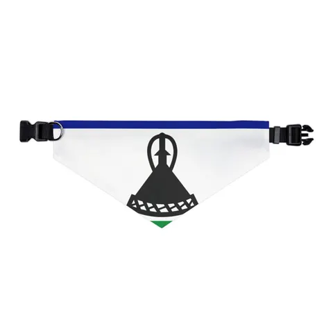 Lesotho Blue White Green Emblem Pet Bandana Collar — other view