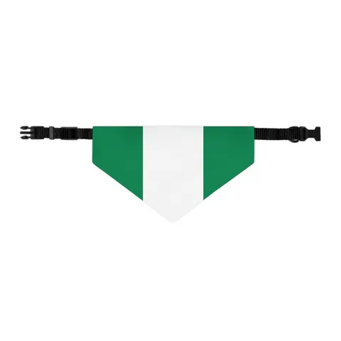 Nigeria Green & White Stripes Pet Bandana Collar — other view