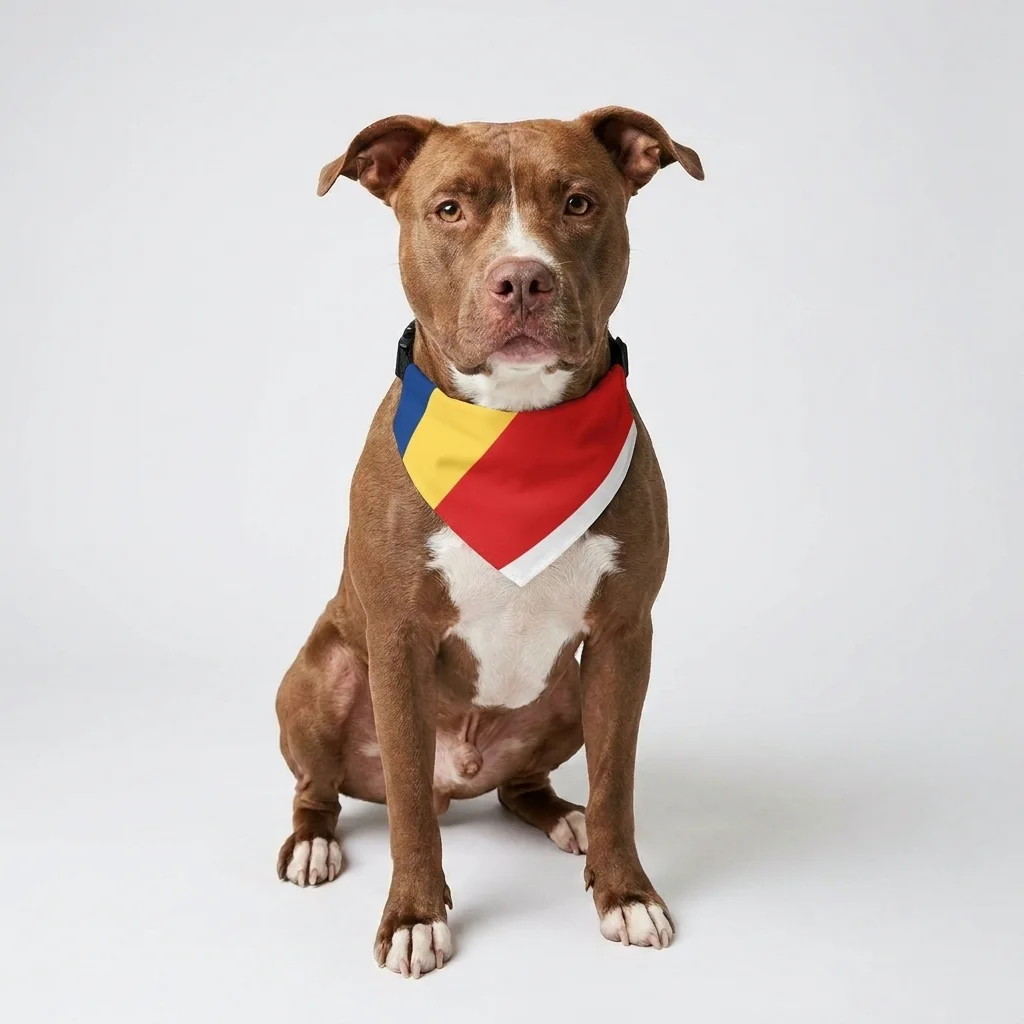 Seychelles Color Fan Pet Bandana Collar — lifestyle view