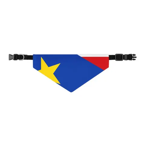 South Sudan Stripes & Blue Triangle Pet Bandana Collar — other view