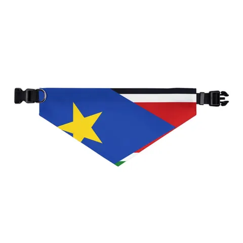 South Sudan Stripes & Blue Triangle Pet Bandana Collar — other view