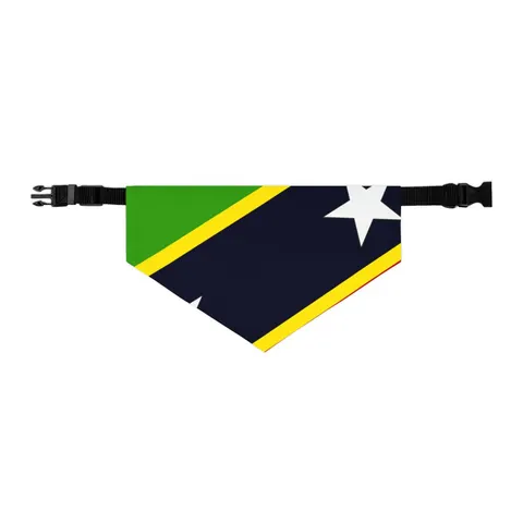 St. Kitts & Nevis Diagonal Stars Pet Bandana Collar — other view