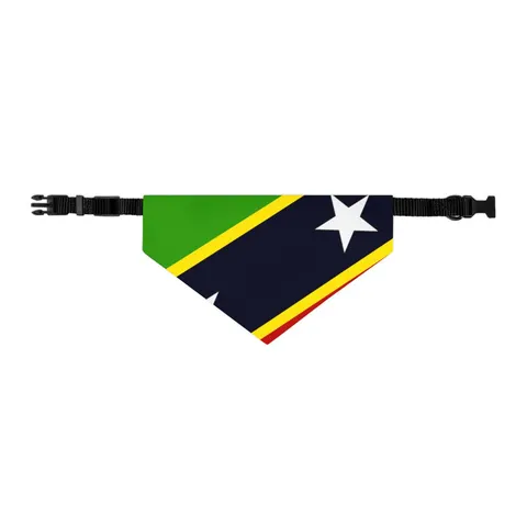 St. Kitts & Nevis Diagonal Stars Pet Bandana Collar — other view