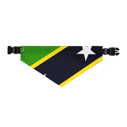 St. Kitts & Nevis Diagonal Stars Pet Bandana Collar — other view