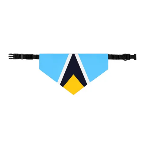 Saint Lucia Blue Triangle Peak Pet Bandana Collar — other view