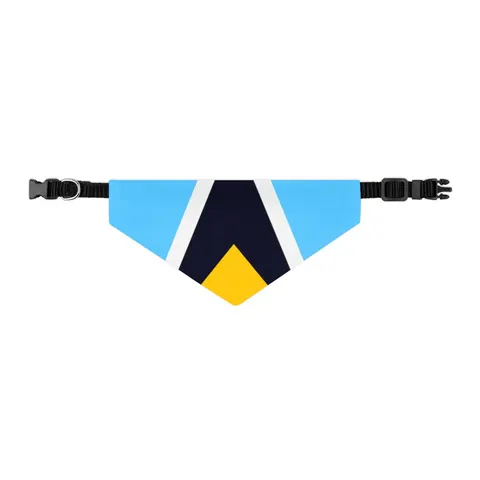 Saint Lucia Blue Triangle Peak Pet Bandana Collar — other view