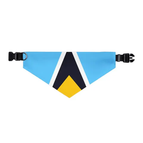 Saint Lucia Blue Triangle Peak Pet Bandana Collar — other view