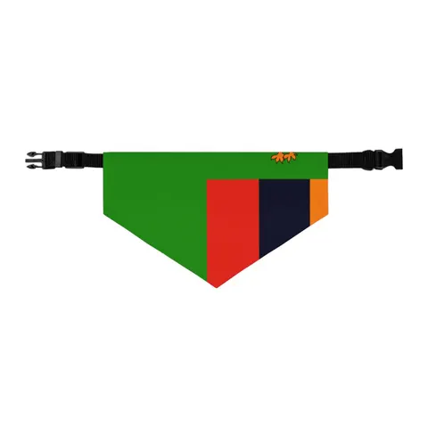 Zambia Green Field & Orange Eagle Pet Bandana Collar — other view