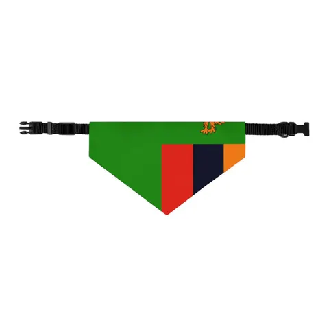 Zambia Green Field & Orange Eagle Pet Bandana Collar — other view