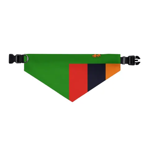 Zambia Green Field & Orange Eagle Pet Bandana Collar — other view