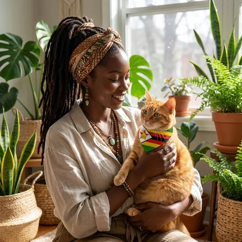 Zimbabwe Stripes & Triangle Pet Bandana Collar