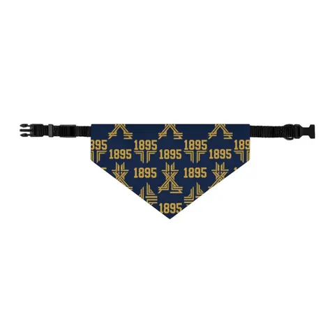 Fort Valley State 1895 Blue & Gold Pet Bandana Collar — other view