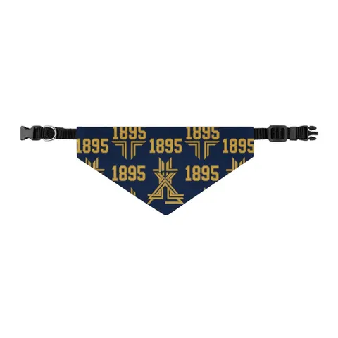 Fort Valley State 1895 Blue & Gold Pet Bandana Collar — other view