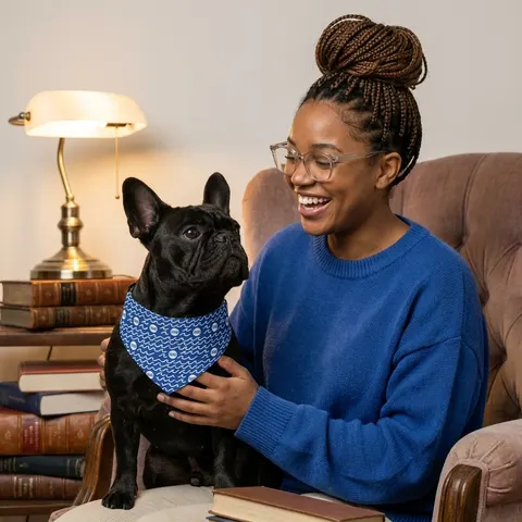 Hampton 1868 Blue & White Wave Pet Bandana Collar