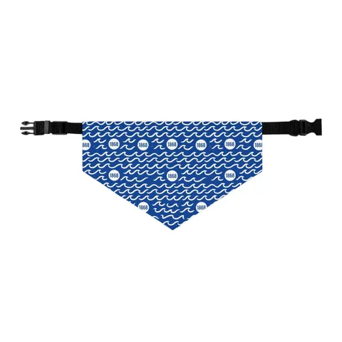 Hampton 1868 Blue & White Wave Pet Bandana Collar — other view
