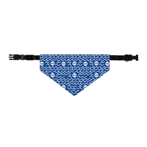Hampton 1868 Blue & White Wave Pet Bandana Collar — other view