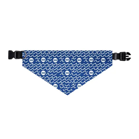 Hampton 1868 Blue & White Wave Pet Bandana Collar — other view