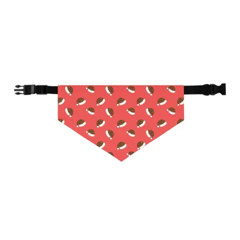 Holiday Brown Santa Hat Icons Pet Bandana Collar — other view