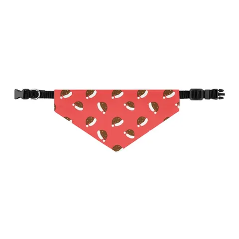 Holiday Brown Santa Hat Icons Pet Bandana Collar — other view