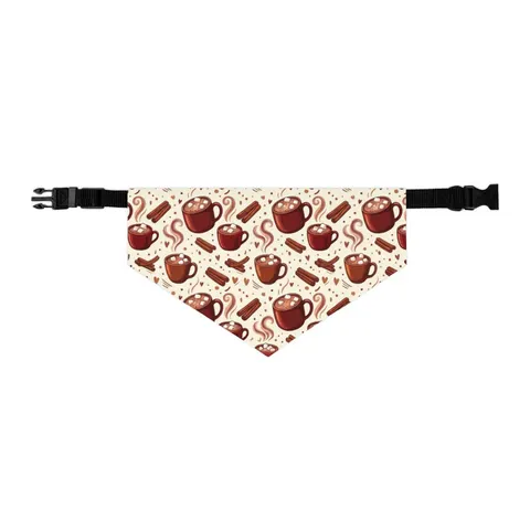 Holiday Hot Cocoa & Marshmallows Pet Bandana Collar — other view
