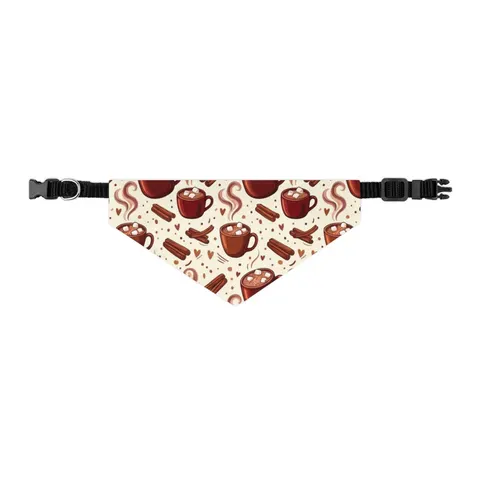 Holiday Hot Cocoa & Marshmallows Pet Bandana Collar — other view