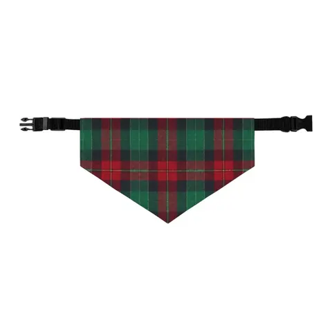 Holiday Fireplace Plaid Pet Bandana Collar — other view