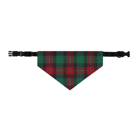 Holiday Fireplace Plaid Pet Bandana Collar — other view