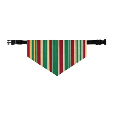 Holiday Gift Wrap Stripes Pet Bandana Collar — other view