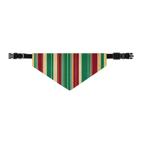 Holiday Gift Wrap Stripes Pet Bandana Collar — other view