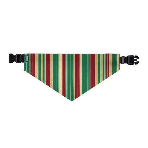 Holiday Gift Wrap Stripes Pet Bandana Collar — other view