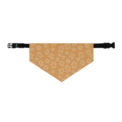 Holiday Gingerbread Cookie Pattern Pet Bandana Collar — other view