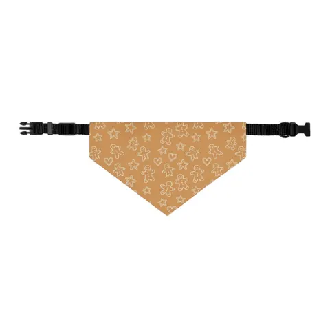 Holiday Gingerbread Cookie Pattern Pet Bandana Collar — other view