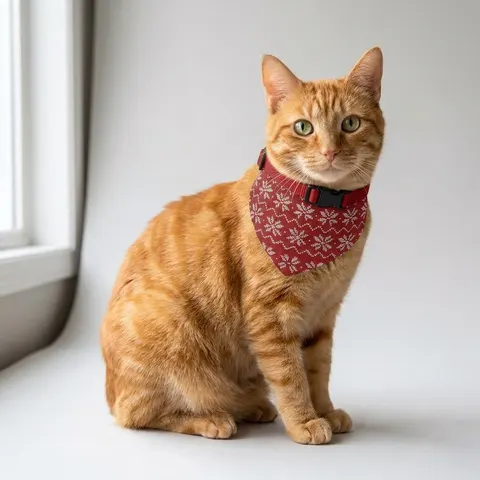 Holiday Red & White Knit Pet Bandana Collar