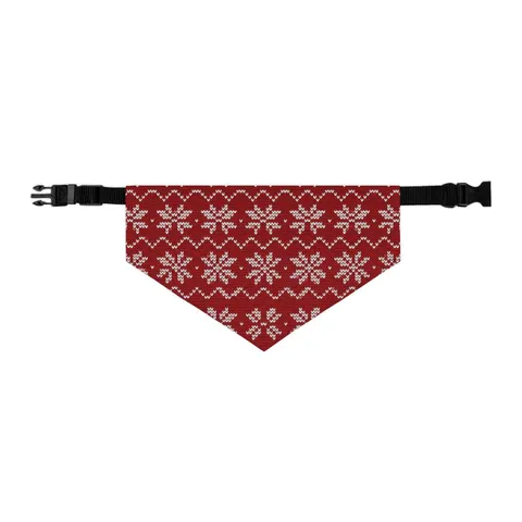Holiday Red & White Knit Pet Bandana Collar — other view