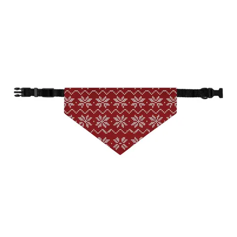 Holiday Red & White Knit Pet Bandana Collar — other view