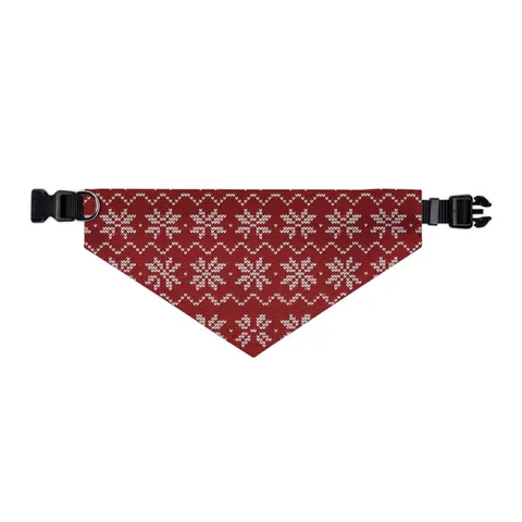 Holiday Red & White Knit Pet Bandana Collar — other view
