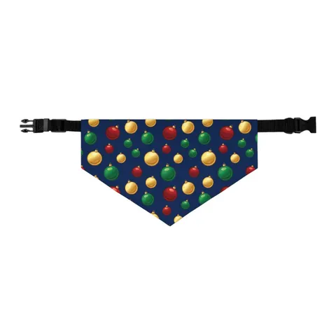 Holiday Glass Ornament Scatter Pet Bandana Collar — other view
