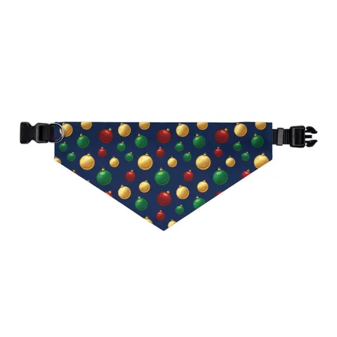 Holiday Glass Ornament Scatter Pet Bandana Collar — other view