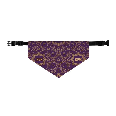 Miles 1898 Purple & Gold Pet Bandana Collar — other view