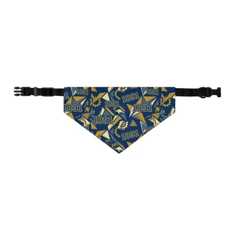NC A&T 1891 Blue & Gold Tech Pattern Pet Bandana Collar — other view
