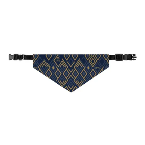 Oakwood 1896 Blue & Gold Pet Bandana Collar — other view