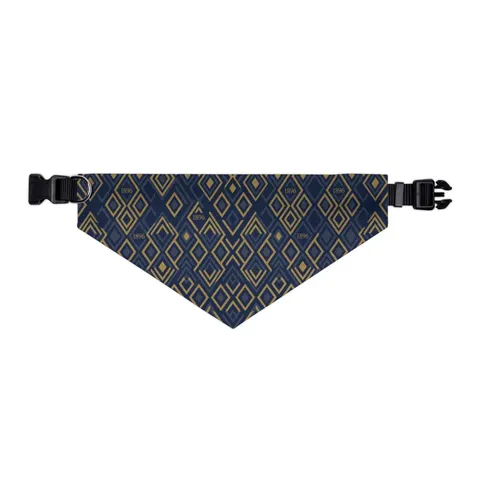 Oakwood 1896 Blue & Gold Pet Bandana Collar — other view