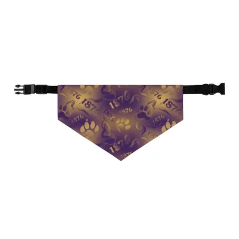 Prairie View 1876 Purple & Gold Pet Bandana Collar — other view