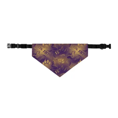 Prairie View 1876 Purple & Gold Pet Bandana Collar — other view