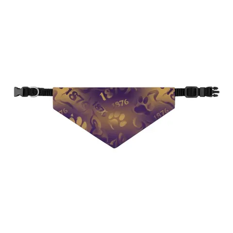 Prairie View 1876 Purple & Gold Pet Bandana Collar — other view