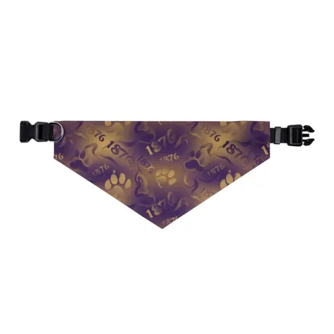 Prairie View 1876 Purple & Gold Pet Bandana Collar — other view