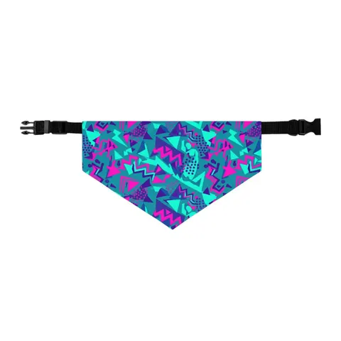 90s Memphis Pattern Pet Bandana Collar — other view