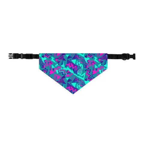 90s Memphis Pattern Pet Bandana Collar — other view