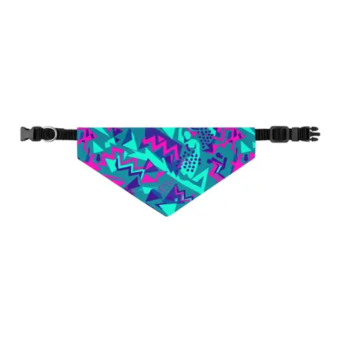 90s Memphis Pattern Pet Bandana Collar — other view
